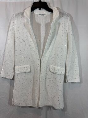 Amina Rubinacci White Sequin Knit jacket 38